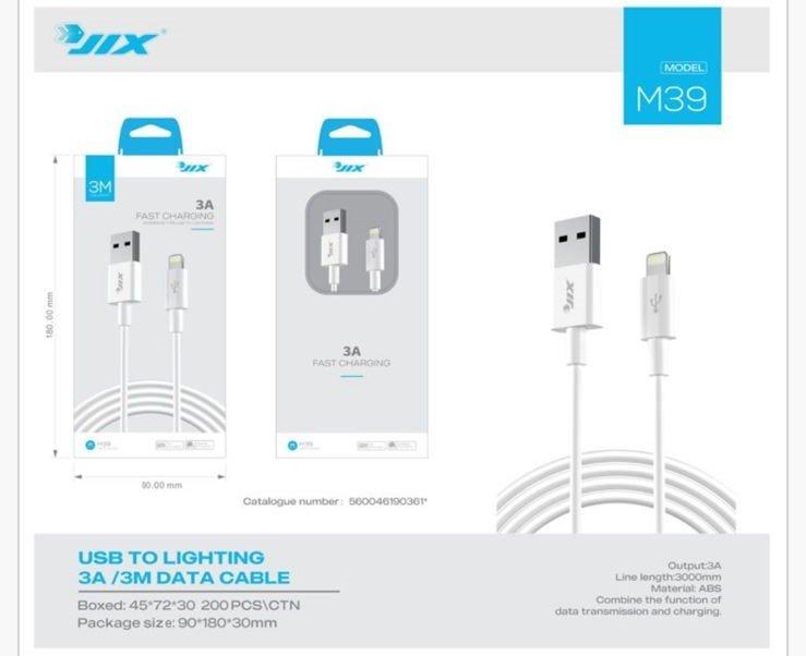 Cabo de Dados Lightning 3M (M39) – 3A Rápido