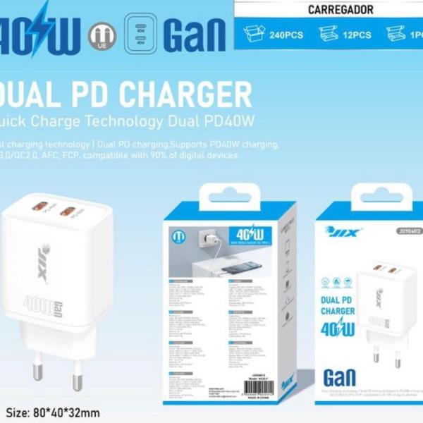 CARREGADOR GAN 40W Dual PD
