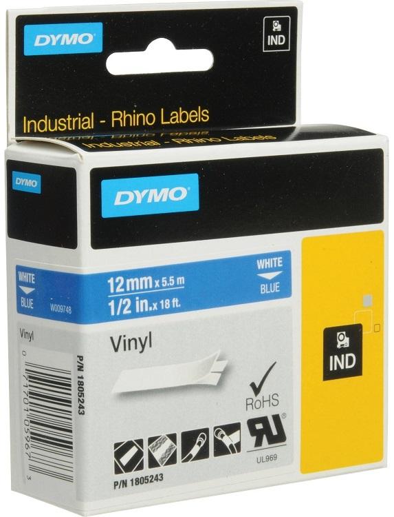 Fita Branco Sobre Azul (5,5 mts/1,2cm) - DYMO