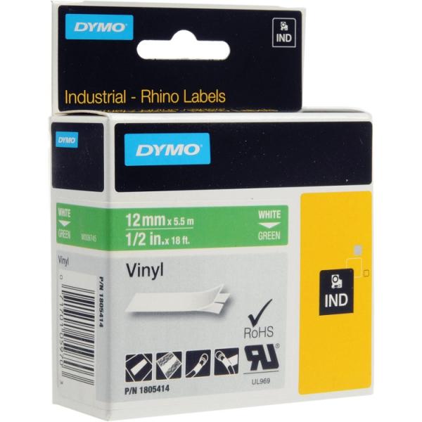 Fita Branco Sobre Verde (5,5 mts/1,2cm) - DYMO
