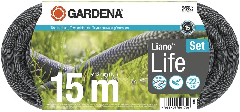 Mangueira Têxtil Liano Life Ø13mm 1/2 (15 mts) + Acessórios - GARDENA