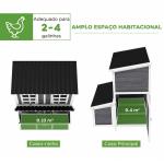 Galinheiro Exterior em Madeira 100x86x100 cm para 2 - 4 Galinhas com Ninho, Tabuleiro Amovível, Telhado Impermeável e Poleiros, Cinzento - Claro