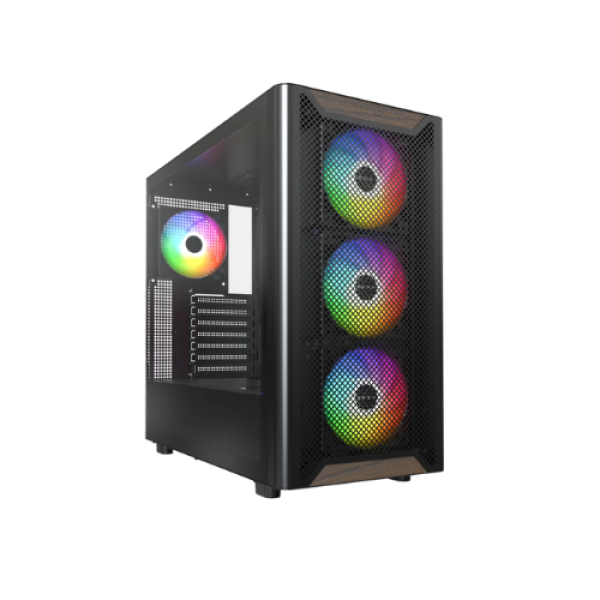 Caixa ATX XR RGB Vidro Temperado /Madeira (Preto) - MONTECH