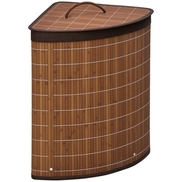 Cesto de Roupa de Bambu Capacidade de 55L Cesto para Roupa Suja com Tampa e Bolsa Amovível 38x38x57cm Marrom