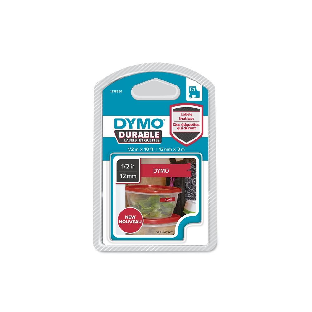 Fita Branco Sobre Vermelho (3 mts/1,2cm) - DYMO