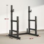 Suporte Ajustável para Barras de Pesas com Segurança Reforçada Carga até 300 kg Altura Regulável 48 - 135/45 - 85 cm Preto
