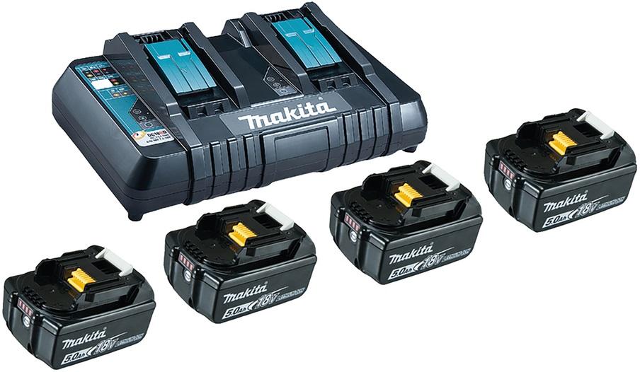 Kit Carregador Duplo c/ 4 Baterias 18V 5Ah (BL1850B) - MAKITA