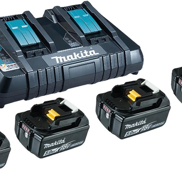 Kit Carregador Duplo c/ 4 Baterias 18V 5Ah (BL1850B) - MAKITA