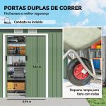 Abrigo de Jardim 280x130x172cm Abrigo de Exterior de Aço Galvanizado com Porta Corredeira e Ventilações Verde Claro