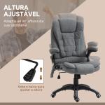 Cadeira de Escritório com 6 Pontos de Massagem Reclinável até 130° com Função de Aquecimento 68x72x110 - 120 cm Cinza