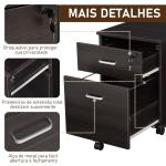 Bloco de Gavetas para Escritório Móvel de Arquivos com 5 Rodas Fechadura para Escritório Secretária 40x45x55,6cm Wengué