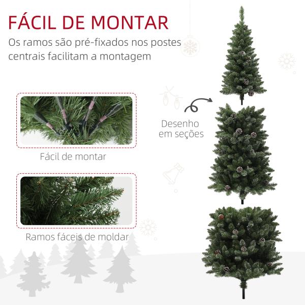 Árvore de Natal 225 cm Árvore de Natal Artificial com 980 Ramos e Suporte de Metal Árvore de Natal para Interior Verde