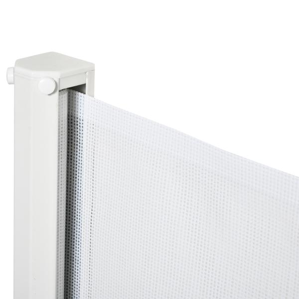 Barrera para Cães Retrátil Dobrável com Largura Ajustável 5,5 - 115 cm com Função de Enrolamento Automático Branco