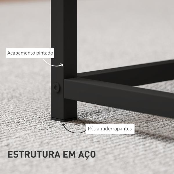 Conjunto de 2 Mesas de Centro Mesas Ninho Modernas Mesas Auxiliares Pés de Aço para Sala Quarto Escritório Carvalho