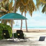 Chapéu de Sol de Praia com Painéis Laterais Tipo Tenda Chapéu de Sol para Praia com Proteção UV 50 Φ210x222cm Verde Escuro