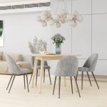 Conjunto de 4 Cadeiras de Sala de Jantar Modernas Cadeiras Estofadas em Veludo com Encosto Alto e Pés de Aço 50x52x83 cm Cinza