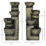Fonte de Jardim 5 W Fonte de Água em Cascata de 4 Níveis com Bomba de Água e Saída de Água Ajustável 25x24x60 cm Multicolorido
