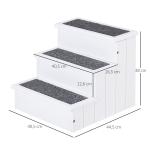 Escada para Animais de Estimação de 3 Degraus com Armazenamento e Tapete Antiderrapante 40,5x44,5x38 cm Branco