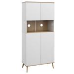 Armário de Cozinha com 4 Portas Bancada para Micro - Ondas Prateleiras Ajustáveis Orifício para Cabos 80x40x178 cm Branco