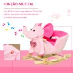 Cavalo Baloiço com Rodas e Forma de Elefante com Músicas Infantis e Cinto de Segurança 60x35x45 cm Rosa