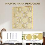 Decoração de Parede Metálica de Fases Lunares com 16 Discos para Sala Quarto Corredor 67,9x67,9 Dourado
