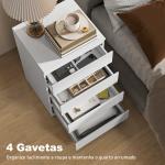 Cómoda com 4 Gavetas com Fecho Suave para Quarto Escritório Estilo Moderno 45x40x68 cm Branco