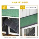 Coelheira de Madeira Gaiola para Coelhos com Teto Rebatível Escada e Bandeja Amovível para Exterior 197x49x86 cm Cinza