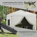 Tenda Dobrável 3x3 m Tenda de Jardim com 4 Paredes Laterais 2 Janelas de Malha Altura Ajustável Impermeável e Anti - UV Branco