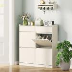 Sapateira Estreita com 4 Portas Sapateira para Entrada com 2 Gavetas para 8 Pares de Sapatos 98x19,2x95,3 cm Branco