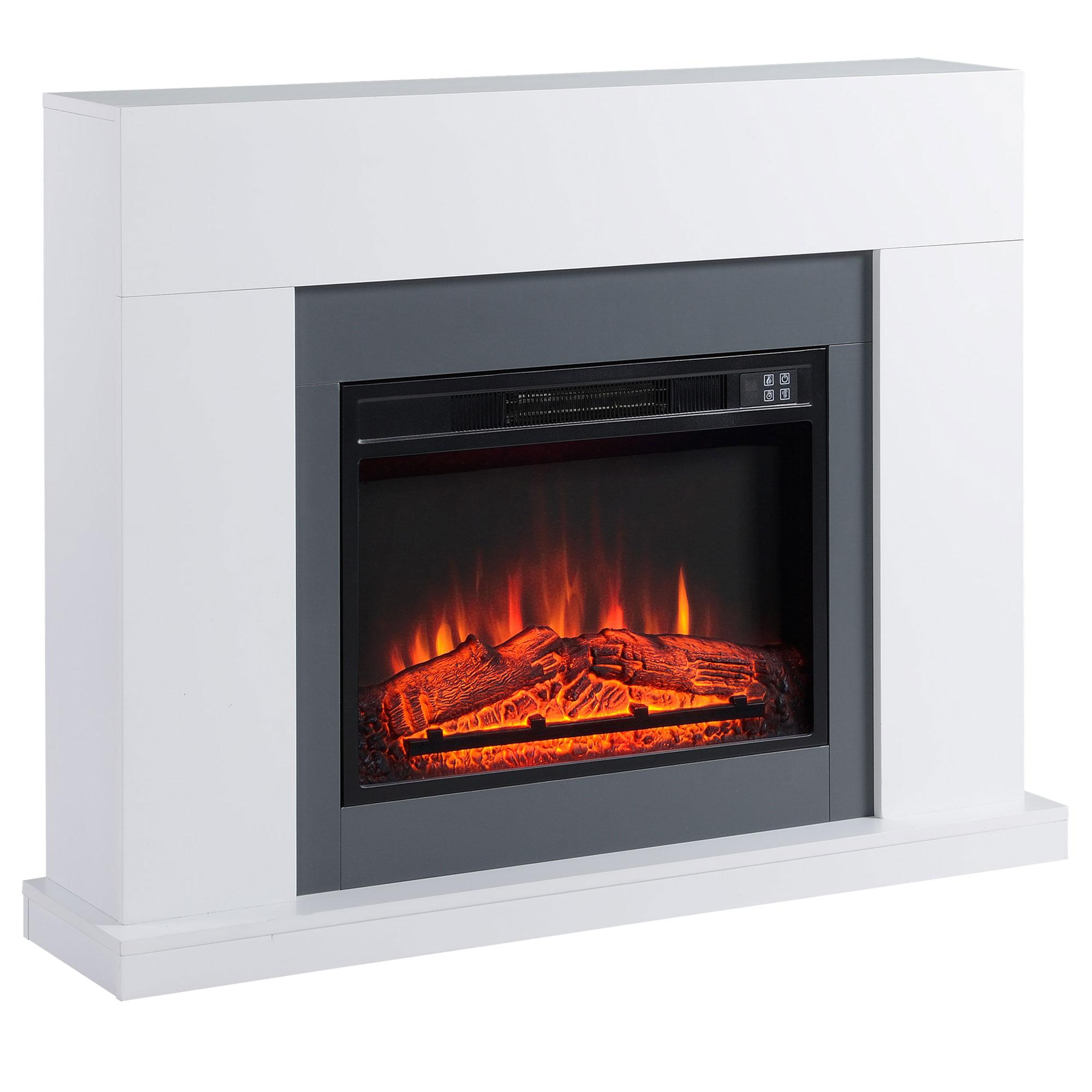 Lareira Elétrica 1800 - 2000W com Controle Remoto Chama Ajustável Termostato Temporizador Semanal e Proteção contra Superaquecimento 113x26,6x87,5cm Branco