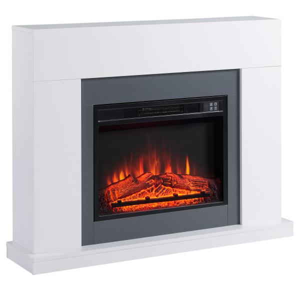 Lareira Elétrica 1800 - 2000W com Controle Remoto Chama Ajustável Termostato Temporizador Semanal e Proteção contra Superaquecimento 113x26,6x87,5cm Branco