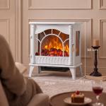 Lareira Elétrica 1000W/2000W com Temperatura Ajustável e Proteção contra Sobreaquecimento 55x31x58 cm Branca