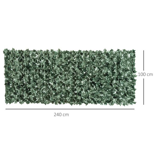 Vedação Artificial em Rolo 2,4x1 m Vedação de Privacidade para Balcão Jardim Exterior Planta Decorativa de Parede PE Verde