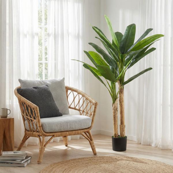 Planta Artificial de Bananeira 150 cm com Vaso - Ideal para Decoração de Interiores - Cor Verde