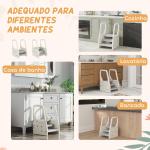 Banco Infantil Ajustável de 2 a 3 Degraus Torre de Aprendizagem Escada para Crianças de 2 - 5 Anos 43x42x65,5 cm Cinza