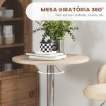 Mesa Alta de Cozinha Mesa Alta de Bar Redonda para 2 Pessoas Altura Ajustável Tampo Giratório 360° 60x60x91 cm Carvalho Claro