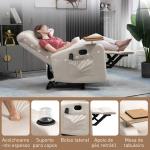Poltrona de Massagem Poltrona Relax Elétrica com 4 Modos de Vibração Reclinação 145° Estofada em Microfibra Controlo Remoto Mesa 2 Bolsos Laterais e Suporte para Copos 77x93x105cm Bege