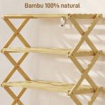 Sapateira Estreita de Bambu Dobrável de 5 Níveis para Entrada Corredor Quarto 60x29x88 cm Madeira