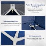 Tenda de Jardim 3x3m Tenda com 4 Partes Laterais Rede Mosquiteira com Zíper Proteção UV para Patio Azul