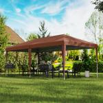 Tenda Dobrável 6x3 m com Altura Ajustável em 3 Níveis Bolsa de Transporte Anti - UV e Estrutura de Aço Castanho