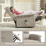 Poltrona Relax Reclinável Elétrica Poltrona Levanta Pessoas com Controlo Remoto e Bolso Lateral 66x90x96 cm Bege