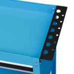 Carrinho de Ferramentas com 3 Bandejas e Gaveta Rodas com Travões Pega Lateral Painel Lateral Perfurado 82x35x76 cm Azul