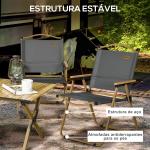 Conjunto de 2 Cadeiras Dobráveis de Campismo Cadeiras Portáteis com Apoios de Braços e Estrutura em Aço Cadeiras para Pesca 54x59x78 cm Cinzento Escuro
