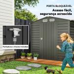 Abrigo de Jardim 2,27 m² 190x131x188 cm com 2 Ventilações Porta com Fechadura para Armazenamento de Ferramentas Cinza