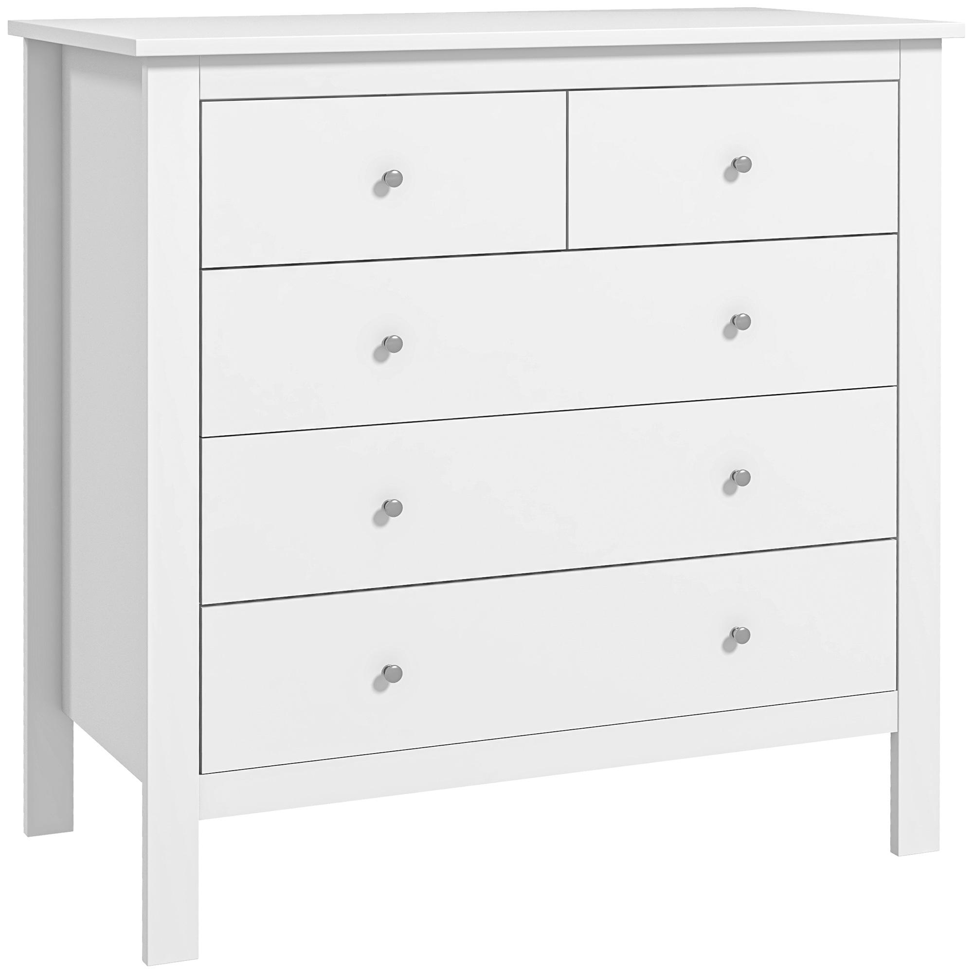 Cómoda com 5 Gavetas com Pés Elevados para Sala e Escritório Estilo Moderno 79x39,5x80,5 cm Branco