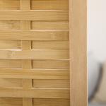 Biombo de 3 Paineis Separador de Ambientes Dobrável 120x1,8x170 cm Divisor de Ambientes com Padrão Tecido em Bambu Madeira