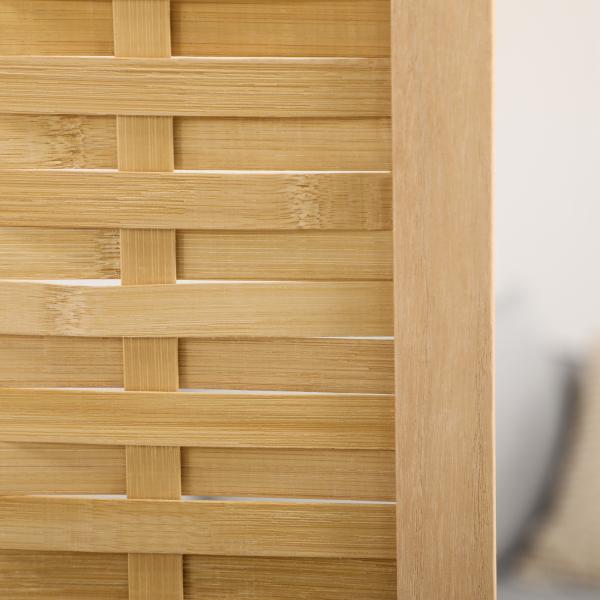 Biombo de 3 Paineis Separador de Ambientes Dobrável 120x1,8x170 cm Divisor de Ambientes com Padrão Tecido em Bambu Madeira