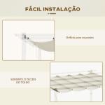 Cobertura para Pérgola 2,5x2,55cm Teto de Substituição Retrátil para Pérgola com 10 Orifícios de Drenagem Creme