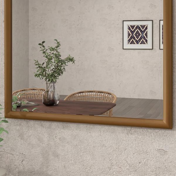 Espelho de Parede 65x110 cm com Moldura de Madeira em Forma de Janela Espelho Decorativo para Sala Quarto Castanho Escuro