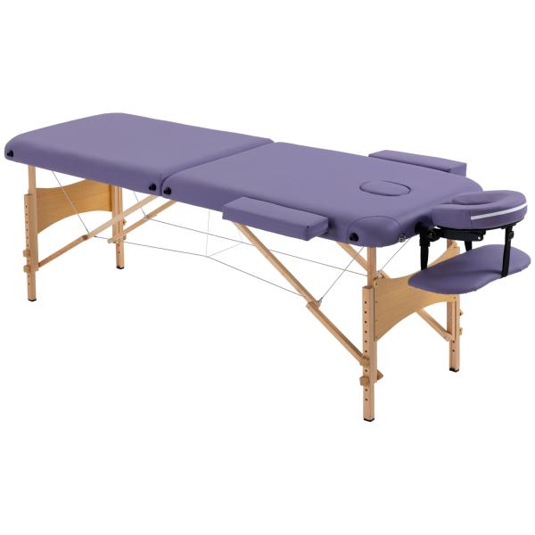 Marquesa de Massagem Dobrável Marquesa com Altura Ajustável 61 - 88 cm Desenho Ergonómico Fácil de Transportar 185x60 cm Roxo